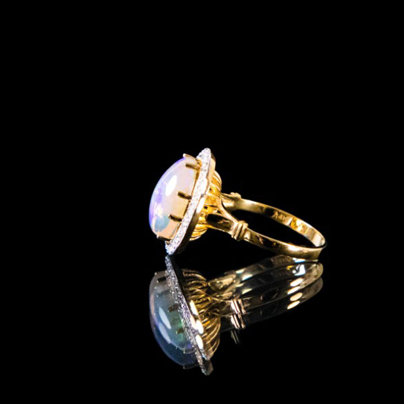 Diamond Water Opal Ring