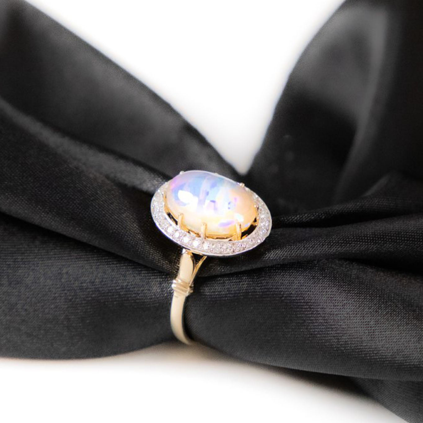 Diamond Water Opal Ring