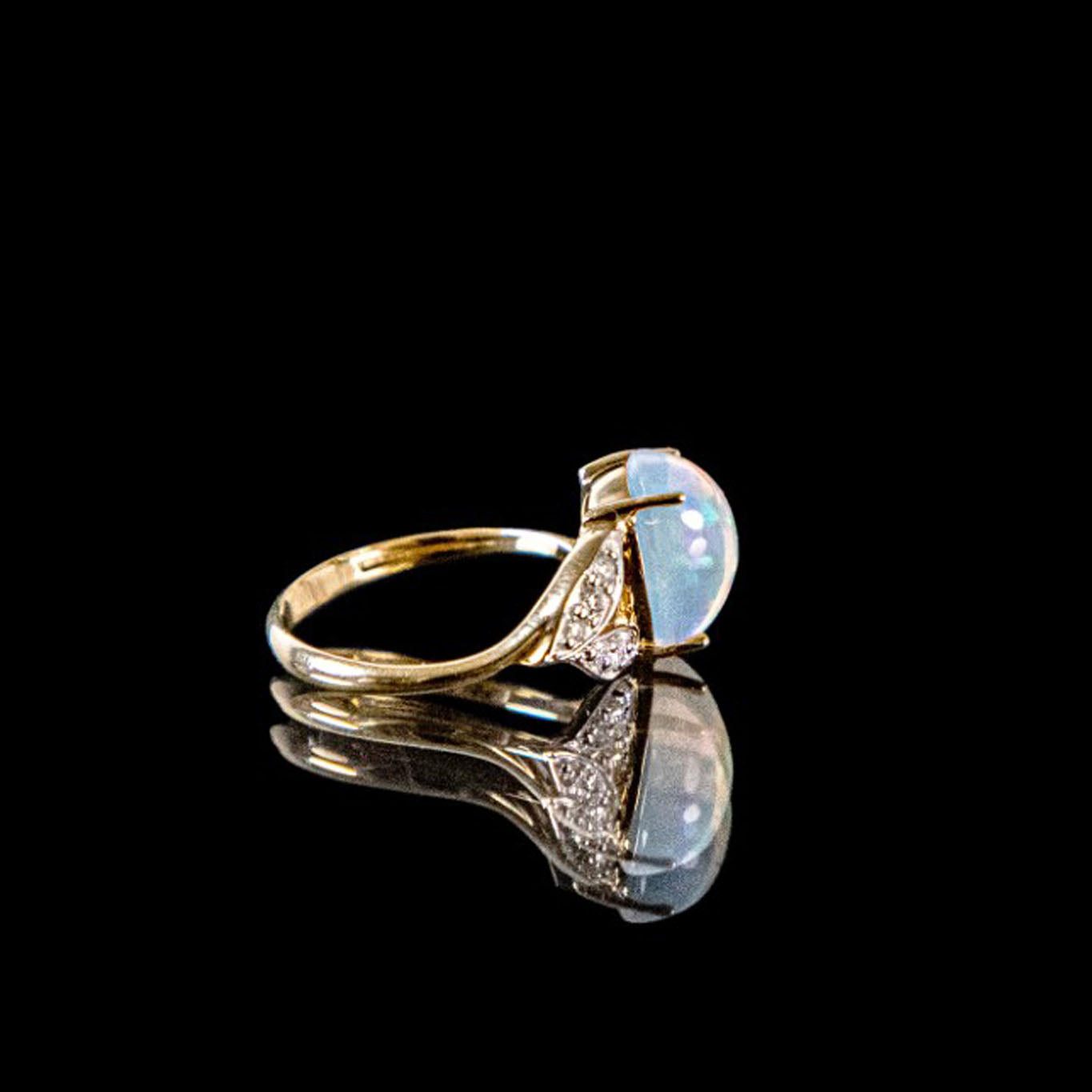 Diamond Water Opal Ring