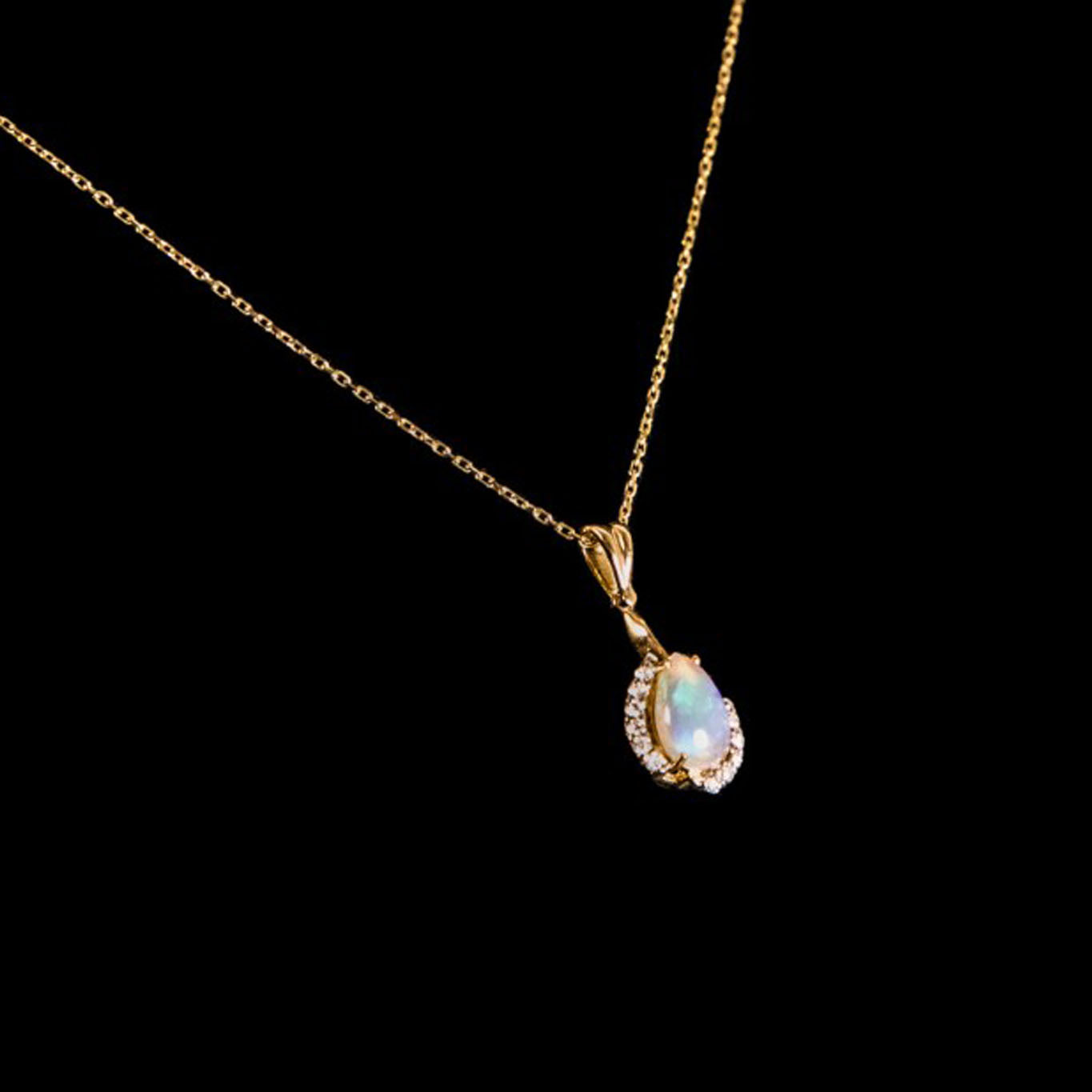 White Opal Diamond Necklace