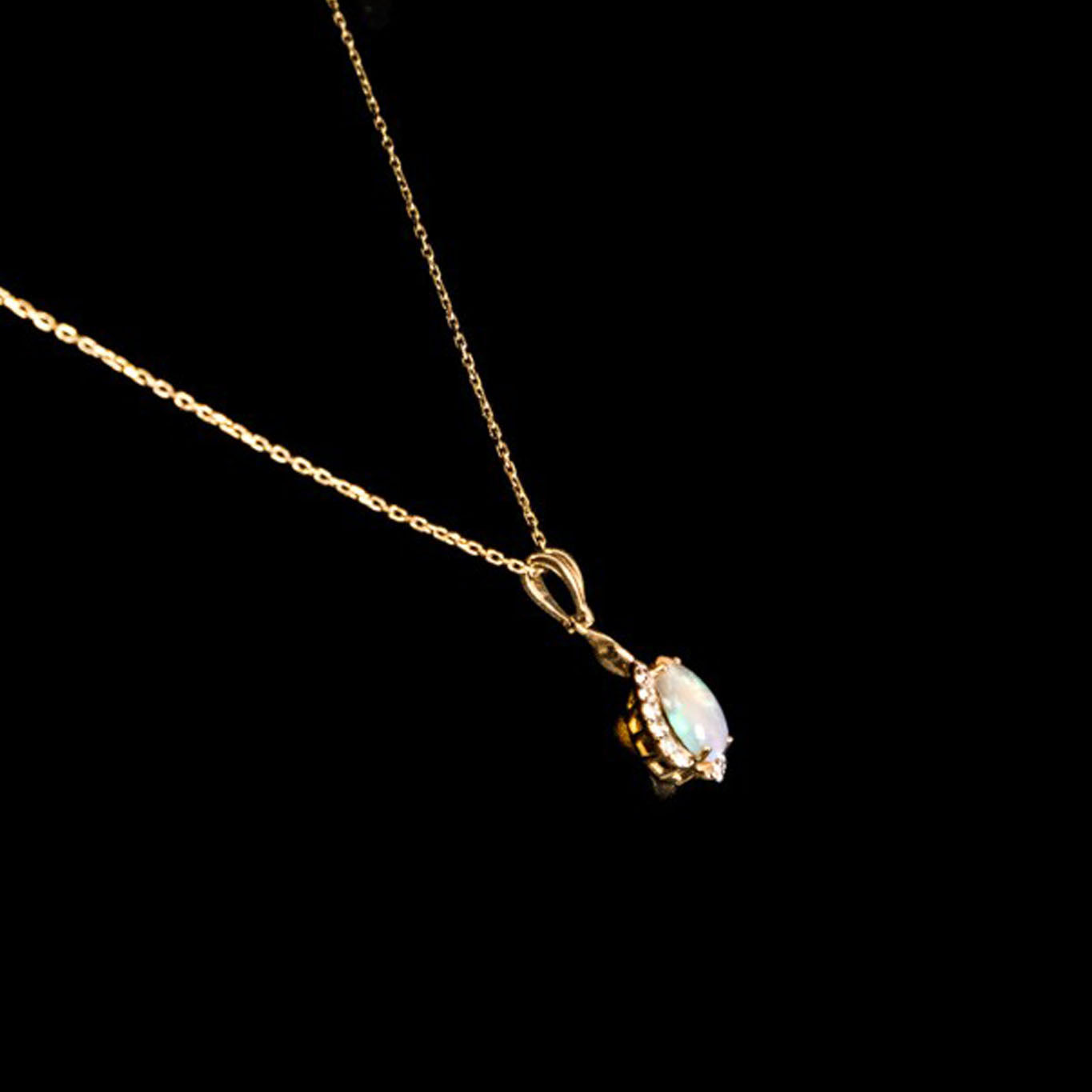 White Opal Diamond Necklace